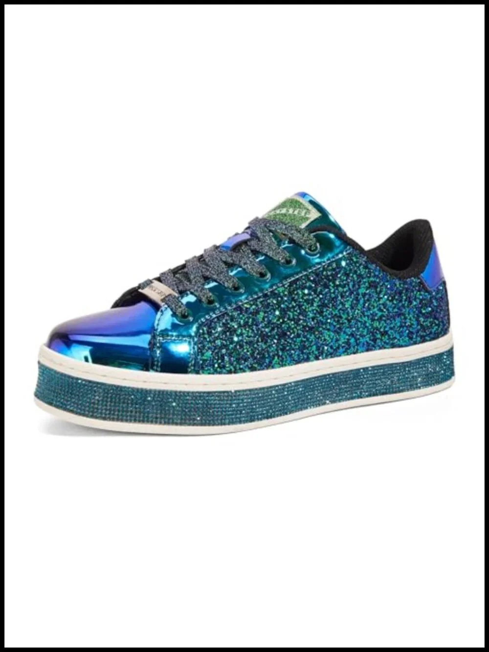 Women's Platform Glitter Sneakers Sparkly Bling Dressy Walking Shoes